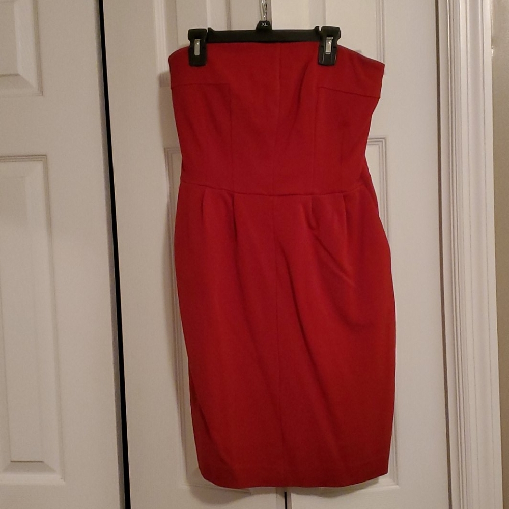 Red cocktail dress with pockets